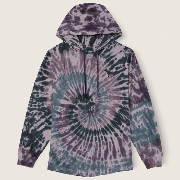 VS PINK COTTON OVERSIZED HOODED T-SHIRT - Picture 3 of 5